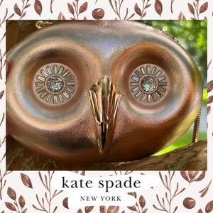 Kate Spade Blaze a Trail Golden Metal Owl Clutch Shoulder Bag Purse Rare Novelty